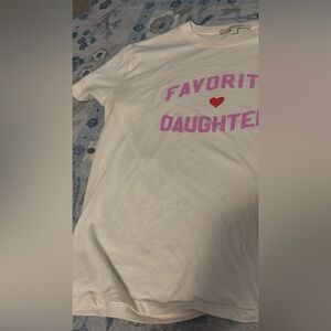 Favorite Daughter Cream Tee with Pink Print